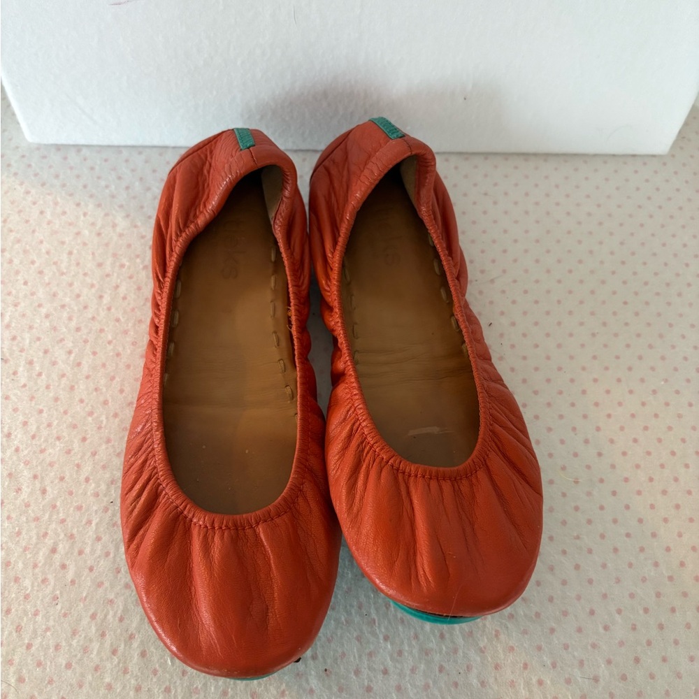 Tieks Orange Ballet Flats with Rounded Toe